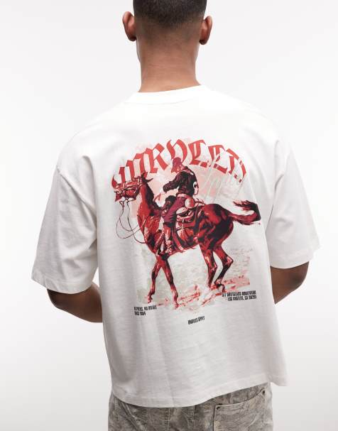 ASOS DESIGN - Cremehvid oversized T-shirt med cowboygrafik i firkantet pasform - view 1