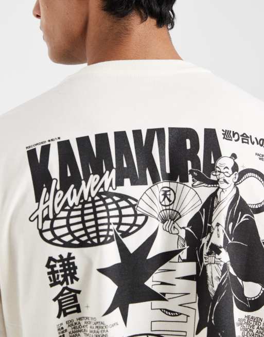 ASOS DESIGN - Cremehvid oversized T-shirt med firkantet pasform og grafisk drinksprint, 3 af 5