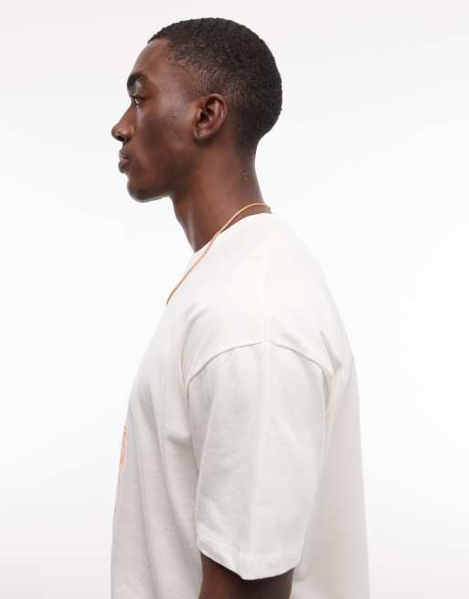 ASOS DESIGN - Cremehvid oversized T-shirt med grafisk palmeprint og firkantet pasform, 4 af 5