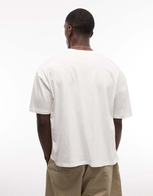 ASOS DESIGN - Cremehvid oversized T-shirt med grafisk palmeprint og firkantet pasform, 5 af 5