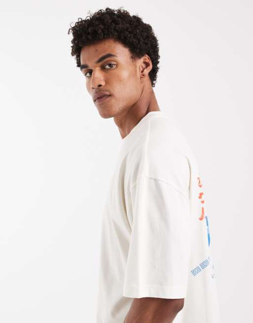 ASOS DESIGN - Cremehvid oversized T-shirt med ramen-print på ryggen, 4 af 5