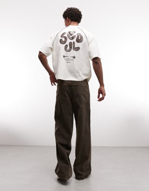 ASOS DESIGN - Cremehvid oversized T-shirt med Seoul-bobleprint og firkantet pasform, 3 af 5