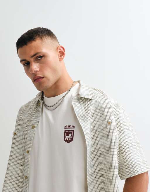 ASOS DESIGN - Cremehvid oversized T-shirt med tekstgrafik og firkantet pasform, 2 af 5