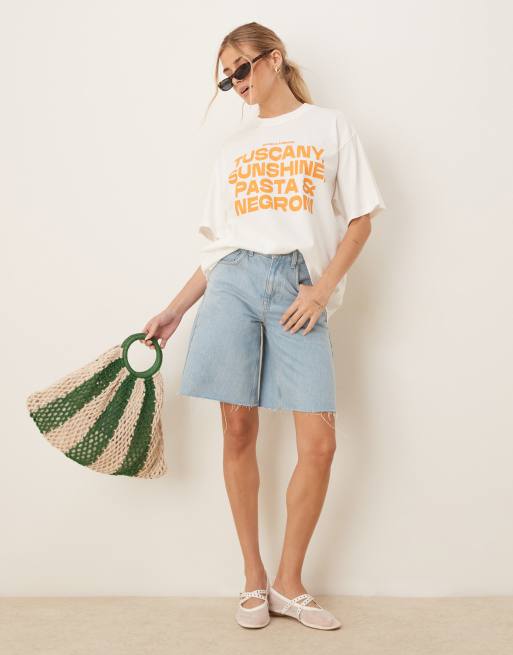 ASOS DESIGN - Cremehvid oversized T-shirt med 'Tuscany and Negroni'-print, 2 af 4