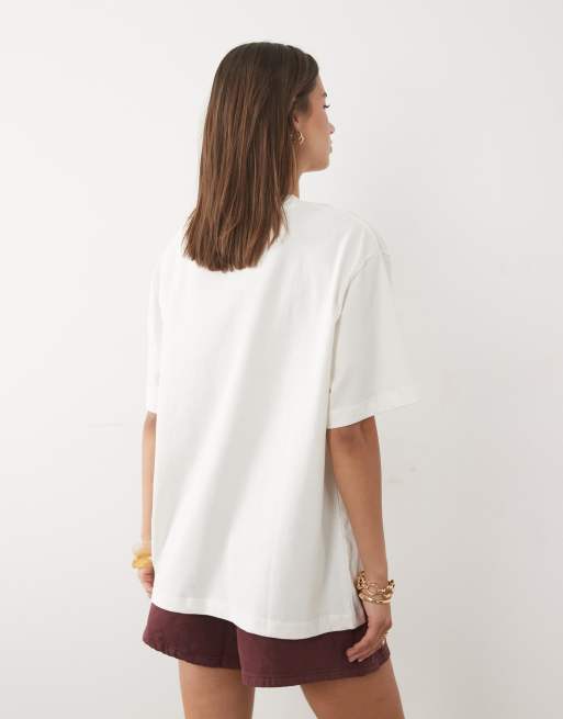 ASOS DESIGN - Cremehvid oversized T-shirt med vintage-dragefrugtgrafik, 4 af 4