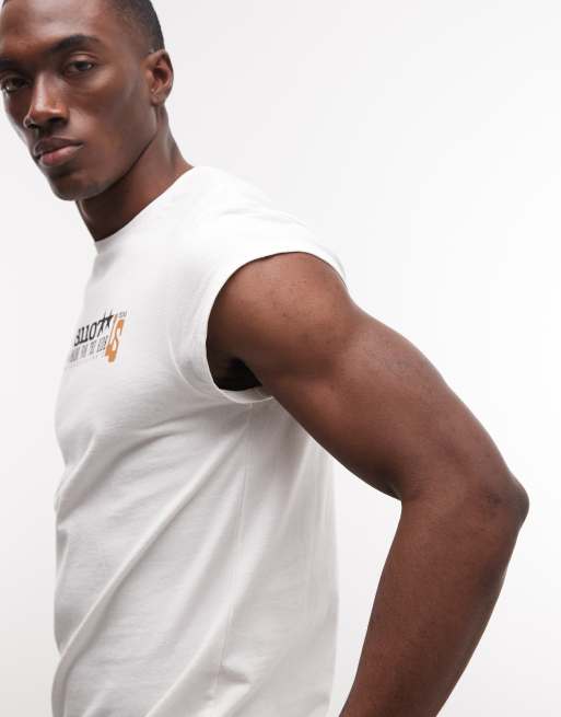 ASOS DESIGN - Cremehvid smal T-shirt med tekstgrafik, 2 af 5