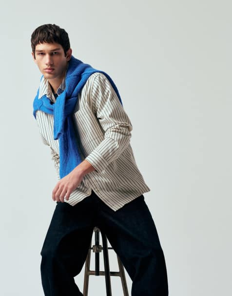 ASOS DESIGN - Cremehvid stribet skjorte med afslappet pasform - view 1