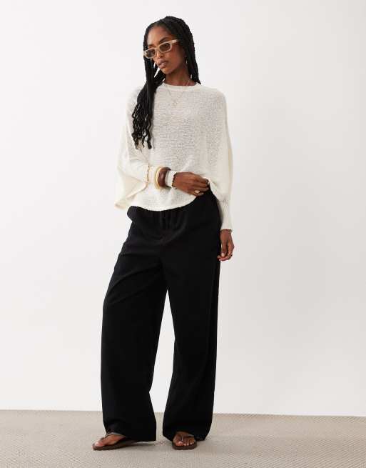 ASOS DESIGN - Cremehvid strikket trøje med flagermusærmer og nistret tekstur, 2 af 4