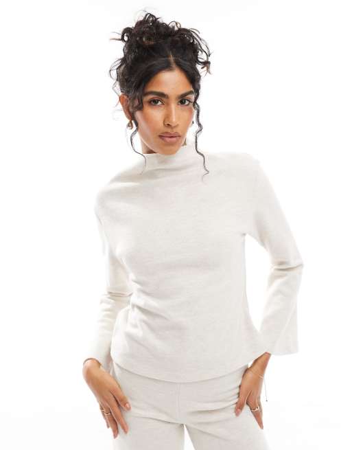 ASOS DESIGN - Cremehvid superblød sweatshirt med ståkrave - Del af sæt