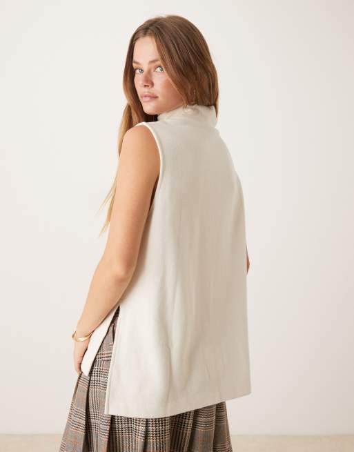 ASOS DESIGN - Cremehvid superblød tanktop med høj hals i firkantet pasform , 3 af 4