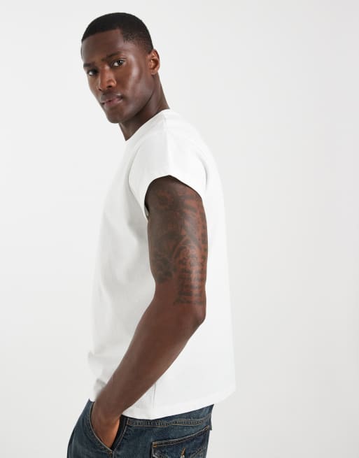 ASOS DESIGN - Cremehvid T-shirt i kraftigt materiale i regular fit med afkortede ærmer, 3 af 5