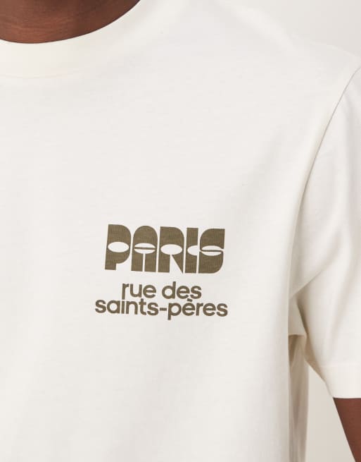 ASOS DESIGN - Cremehvid T-shirt med grafisk 'Paris'-tekst i regular fit, 5 af 5