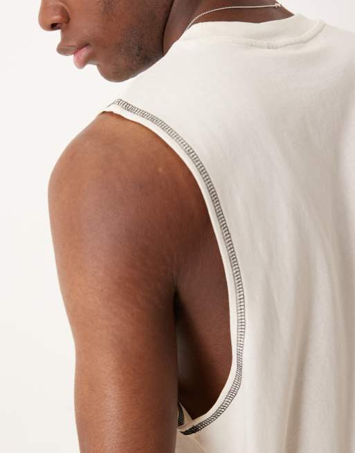 ASOS DESIGN - Cremehvid tanktop med rund hals i firkantet pasform  , 4 af 4