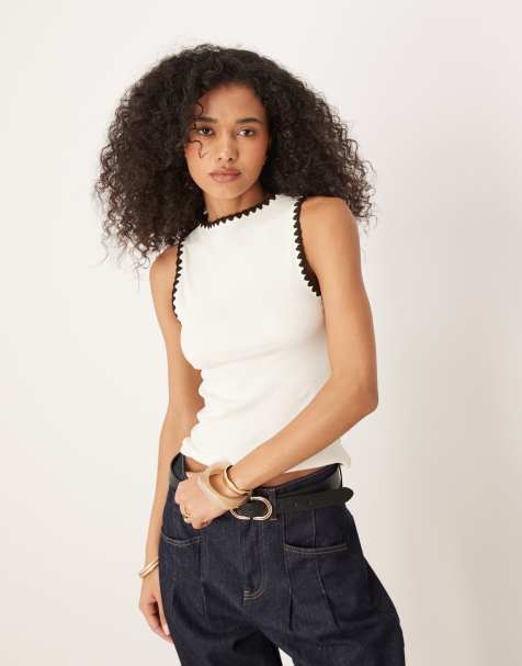 ASOS DESIGN - Cremehvid tanktop med tungesting - view 1