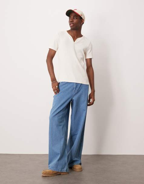 ASOS DESIGN - Cremehvid tætsiddende T-shirt i tekstureret ribstrik - view 1