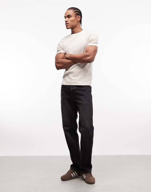 ASOS DESIGN - Cremehvid tætsiddende T-shirt med ribbet tekstur og tekstgrafik, 2 af 5