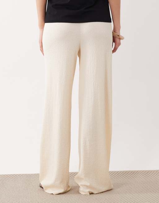 ASOS DESIGN - Cremehvide bukser med tekstur og brede ben - Del af sæt, 5 af 5