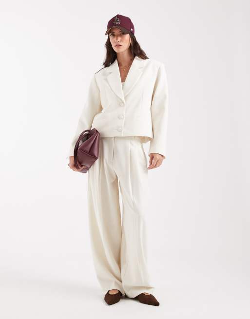 ASOS DESIGN - Skræddersyet og oversized cremehvidt jakkesæt med firkantet pasform, 2 af 3
