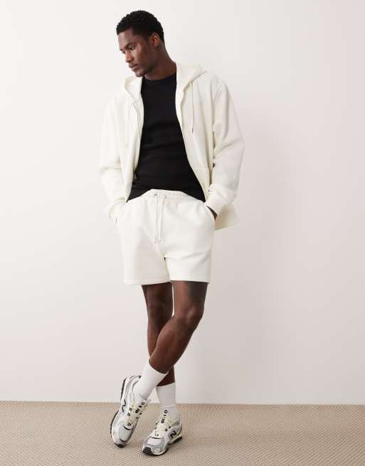 ASOS DESIGN - Cremehvide løstsiddende shorts i piqué-jersey, 2 af 5