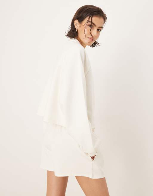 ASOS DESIGN - Cremehvide shorts med interlocksømme - Del af sæt, 4 af 5