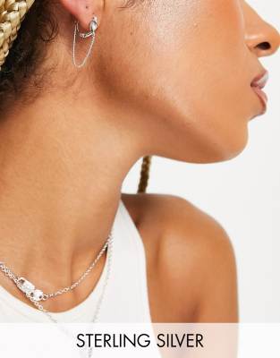 ASOS DESIGN – Creolen aus Sterlingsilber mit Knotendetail, Kette und Scharnierverschluss