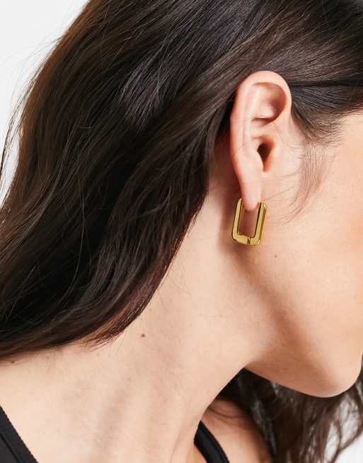 ASOS DESIGN – Creolen mit 14-Karat-Vergoldung und rechteckigem Scharnierdesign , 2 von 4