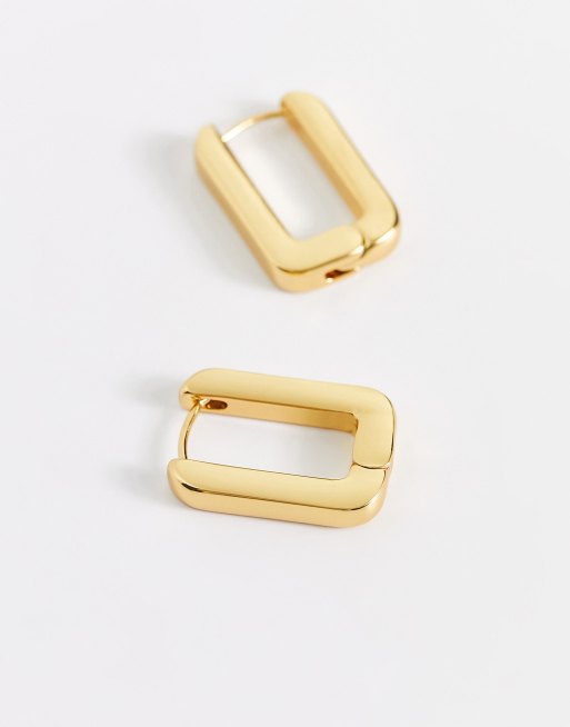 ASOS DESIGN – Creolen mit 14-Karat-Vergoldung und rechteckigem Scharnierdesign , 3 von 4