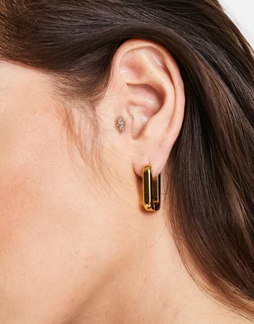 ASOS DESIGN – Creolen mit 14-Karat-Vergoldung und rechteckigem Scharnierdesign , 4 von 4