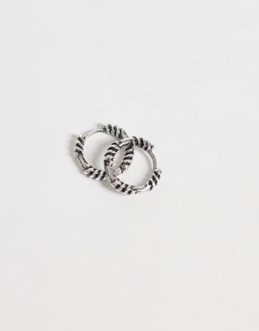ASOS DESIGN Creolen mit Seilstruktur in antik-silber, 3 von 4