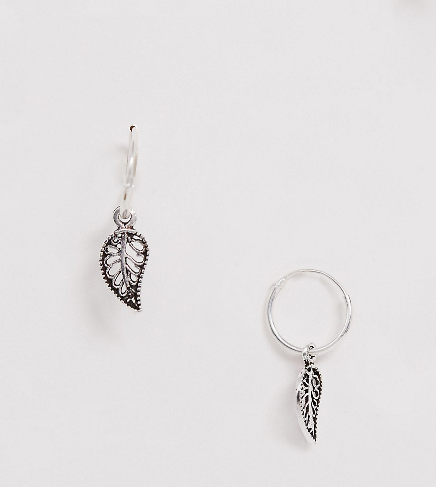 ASOS DESIGN – Creoler i äkta silver med hängande lövberlock