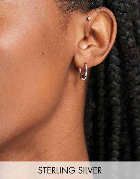 ASOS DESIGN – Creoler i sterlingsilver med 90-talsdesign - view 1