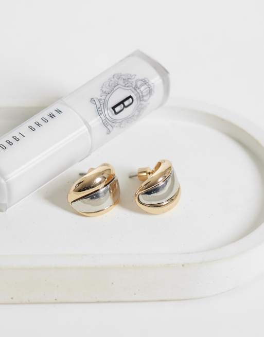 ASOS DESIGN creoler med dubbel ringdesign i mixed metal, 4 av 5