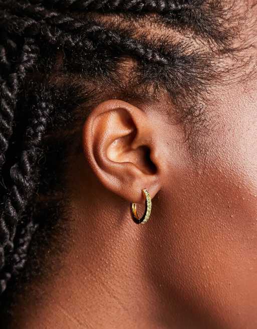 ASOS DESIGN - Créoles 13 mm en plaqué or 14 carats avec pierre de naissance août en péridot, 3 de 4