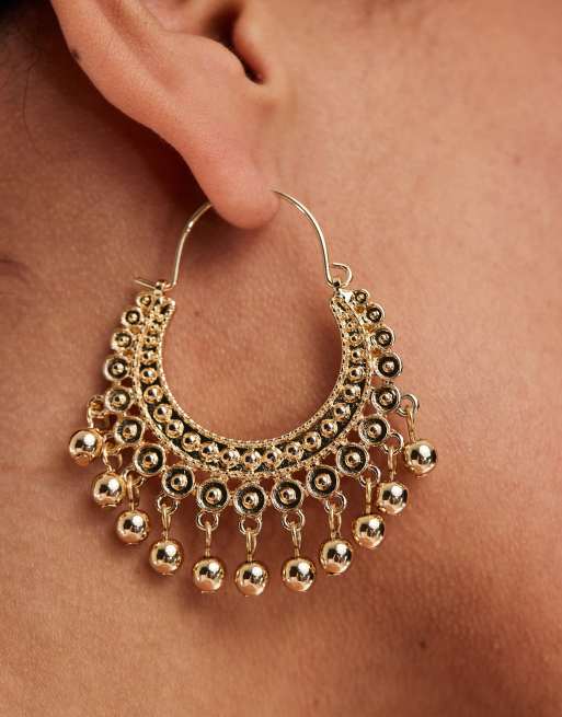 ASOS DESIGN - Créoles à pendant boules - Doré, 2 de 4