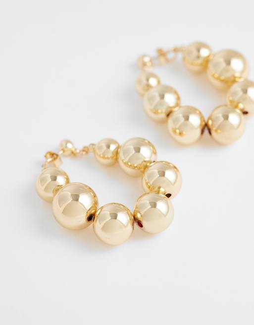 ASOS DESIGN - Créoles à pendant boules - Doré, 3 de 4