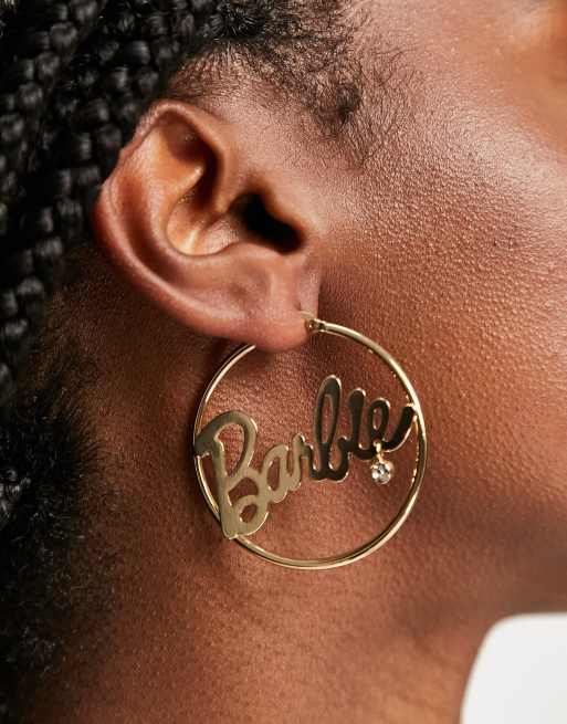 ASOS DESIGN - Créoles à slogan Barbie - Doré
