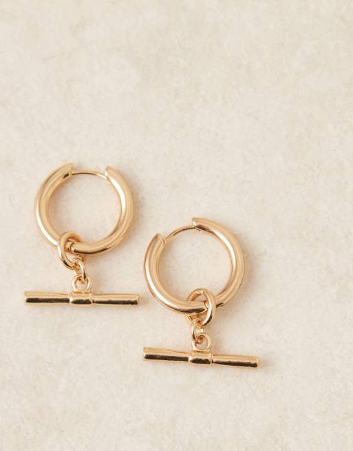 ASOS DESIGN - Créoles avec barre en T - Doré