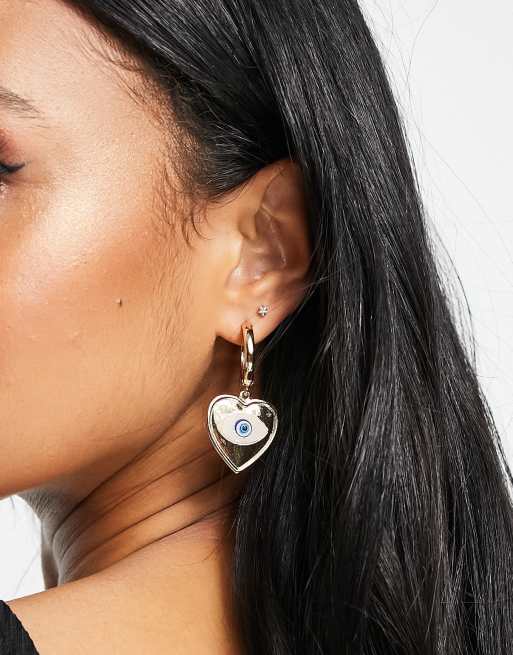 ASOS DESIGN - Créoles avec breloque œil en forme de cœur - Doré