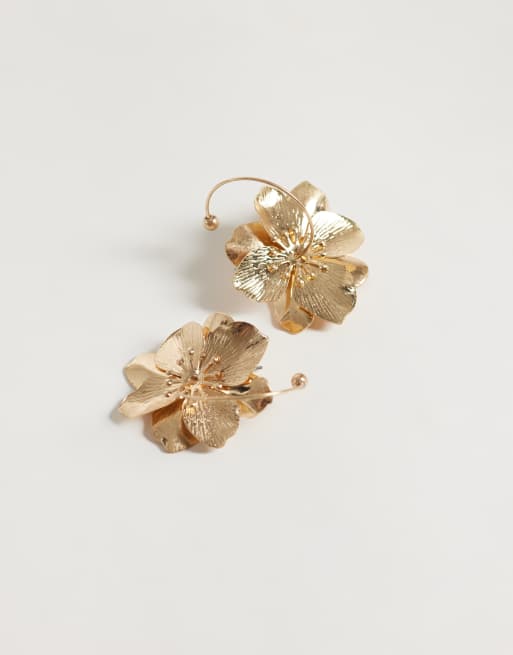 ASOS DESIGN - Créoles avec pendant fleur - Doré, 3 de 4