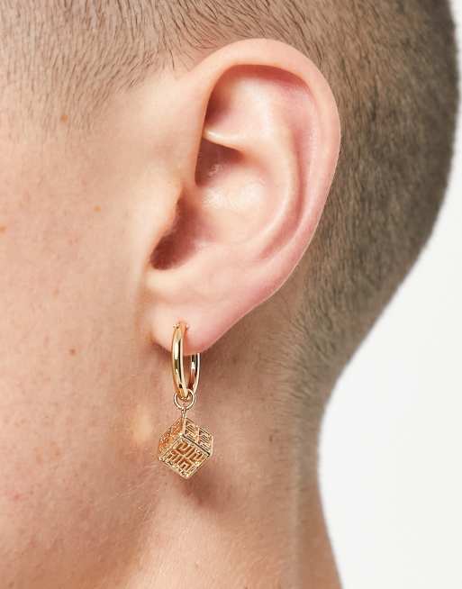 ASOS DESIGN - Créoles avec pendentif cube grec - Doré