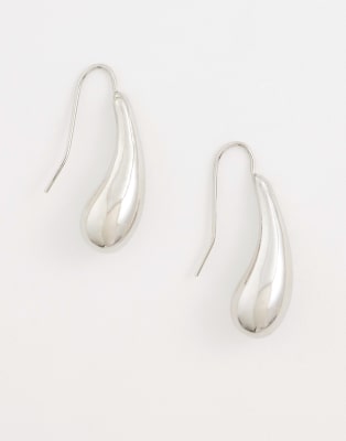 ASOS DESIGN - Créoles avec petit pendentif goutte d'eau - Argenté