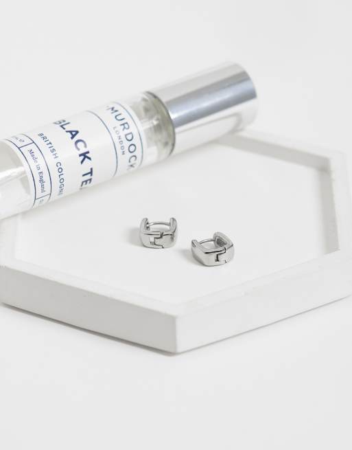 ASOS DESIGN - Créoles carrées arrondies en acier inoxydable résistant à l'eau - Argenté, 2 de 4