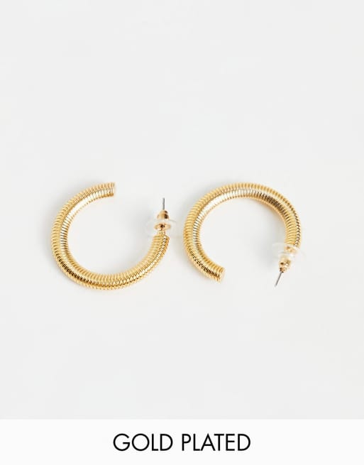 ASOS DESIGN - Créoles en plaqué or 14 carats effet côtelé