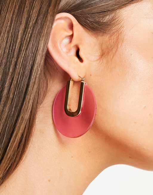 ASOS DESIGN - Créoles en résine en forme de disque - Rose
