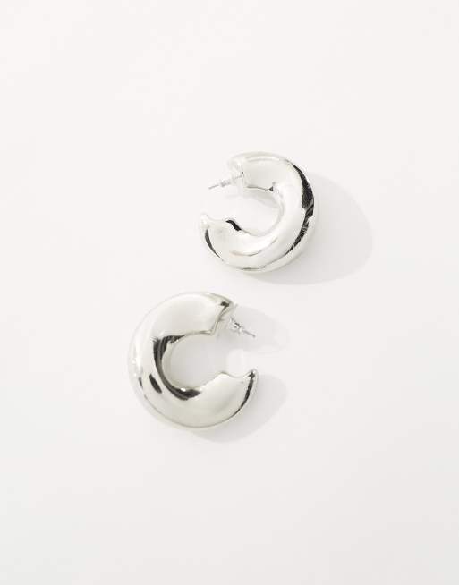 ASOS DESIGN - Créoles larges design biseauté - Argenté, 3 de 4