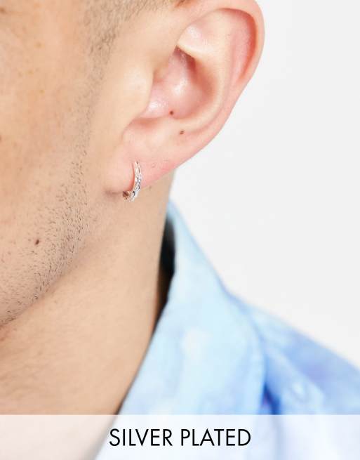 ASOS DESIGN - Créoles texturées en plaqué argent véritable