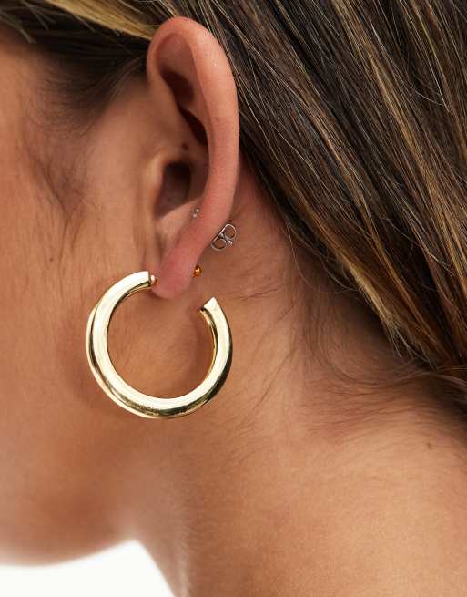 ASOS DESIGN - Créoles tubulaires en plaqué or 14 carats, 4 de 4