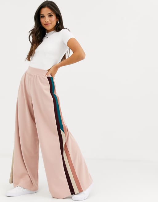 ASOS DESIGN crepe colour block wide panel wide leg trouser