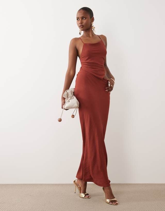 brown crepe dress ASOS Design - Column Maxi - Women - Polyester - 6 US Pastel Bridesmaid Dresses The ASOS DESIGN crepe Material:65% Tencel / 35% Rayon Black Prom Dress Tight