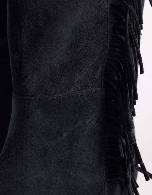 ASOS DESIGN - Cressida - Bottes plates à enfiler avec franges - Anthracite foncé, 4 de 4